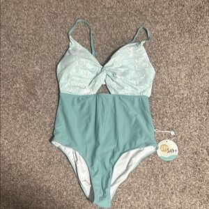 Caden Lane Aqua Green One-Piece Swimsuit